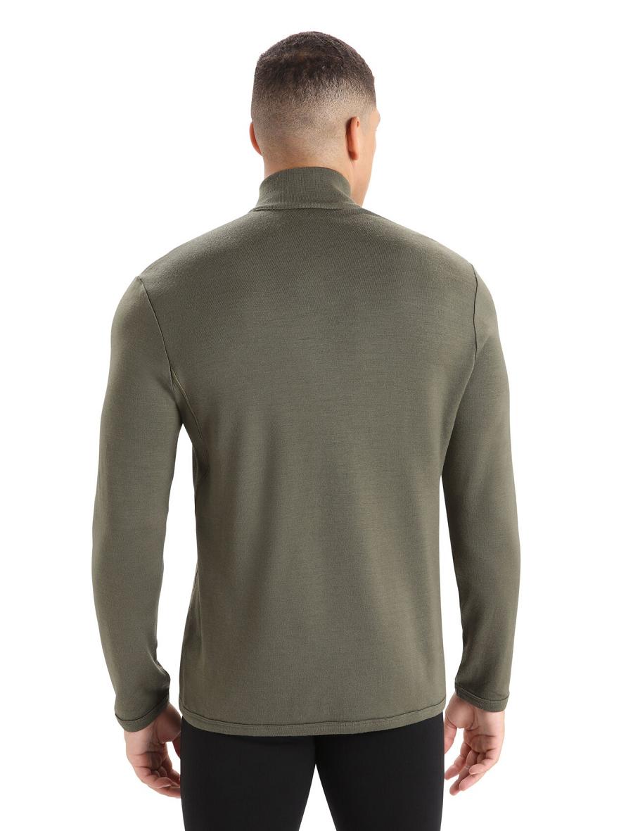 Icebreaker Merino Original Long Sleeve Half Zip Férfi Kapucnis Pulóver Olivazöld | HU 1271LISH